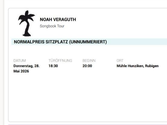 Biglietti: Noah Veraguth Mühle Hunzike – Usato da Grosshöchstetten venduto da Tobstar
