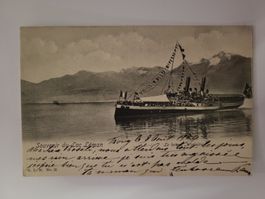 Ansichtskarte Genfersee Dampfschiff Winkelried gelaufen 1904