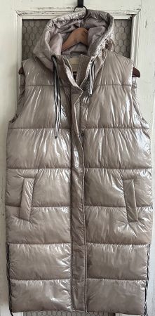 Long gilet doudoune beige