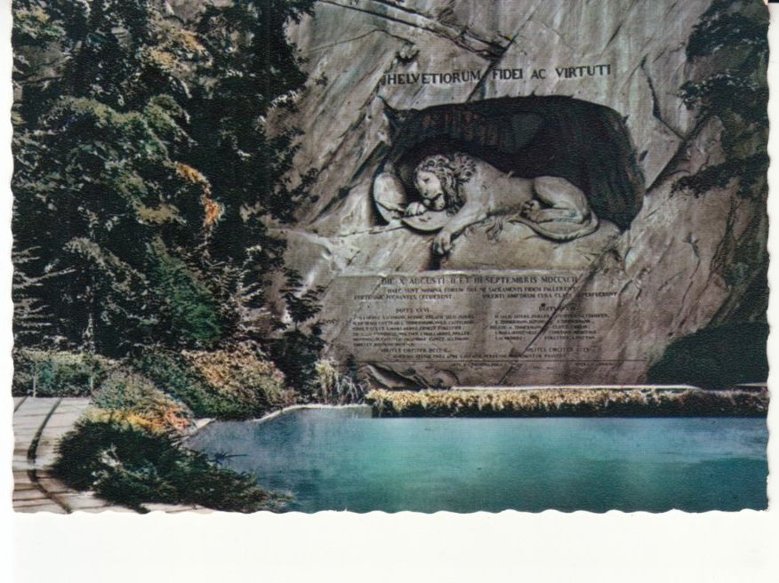 Cartoline postali: Luzern Löwendenkmal ca. 1950 – Usato da Bürglen TG venduto da StampGraf