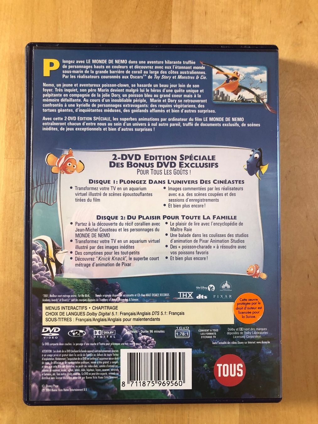 Alle DVDs: DVD Pixar Le monde de NEMO Edition Spéciale 2 DVD – Gebraucht aus St-Aubin FR von Tiweety 1