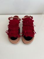 Rote Fransen Sandalen Gr. 40 Wildleder Sommer Schuhe