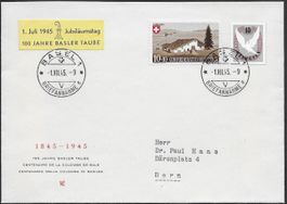 1945 Sonder-Brief Basel 100J Basler Taube Kleber W21 ab 1.-