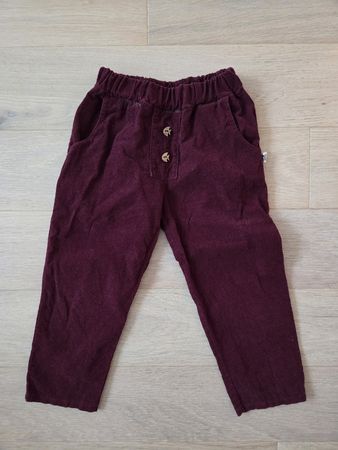 Handmade  Feincordhose Gr. 98/104, Weinrot, mit Fischknöpfen