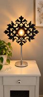 Tischlampe schwarz ornamentales Design Chrom sehr gut