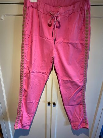 DAMEN STOFFHOSE-PINK