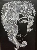 Unikat Mandala Zeichnung, Handgemalt, Schwarz Weiss Deko