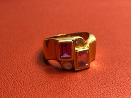 Damenring mit Amethyst aus 18 Karat Gelbgold Au 750