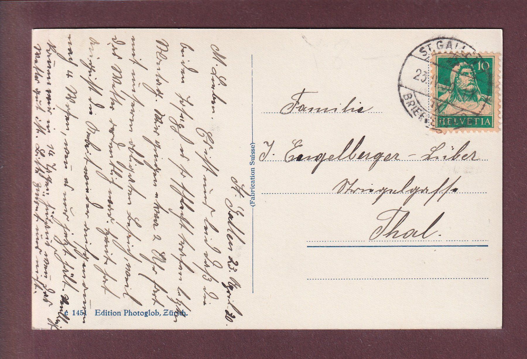 Cartoline postali: ST. GALLEN - Freudenberg - Knabenweiher - 1930 – Usato da Pully venduto da nicecards 1