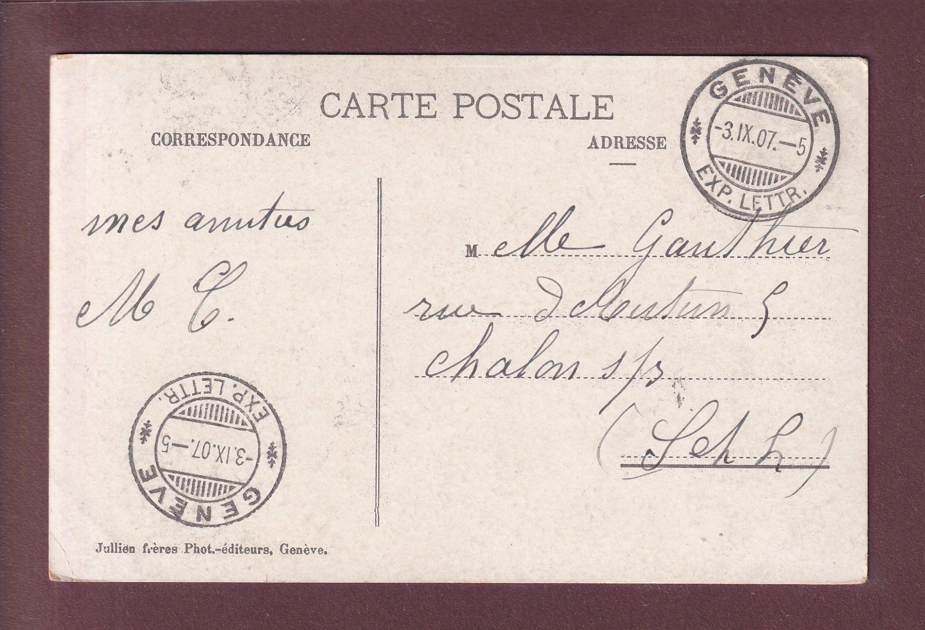 Ansichtskarten: GENEVE - Ile Rousseau - Cygnes - 1907 – Gebraucht aus Pully von nicecards 1