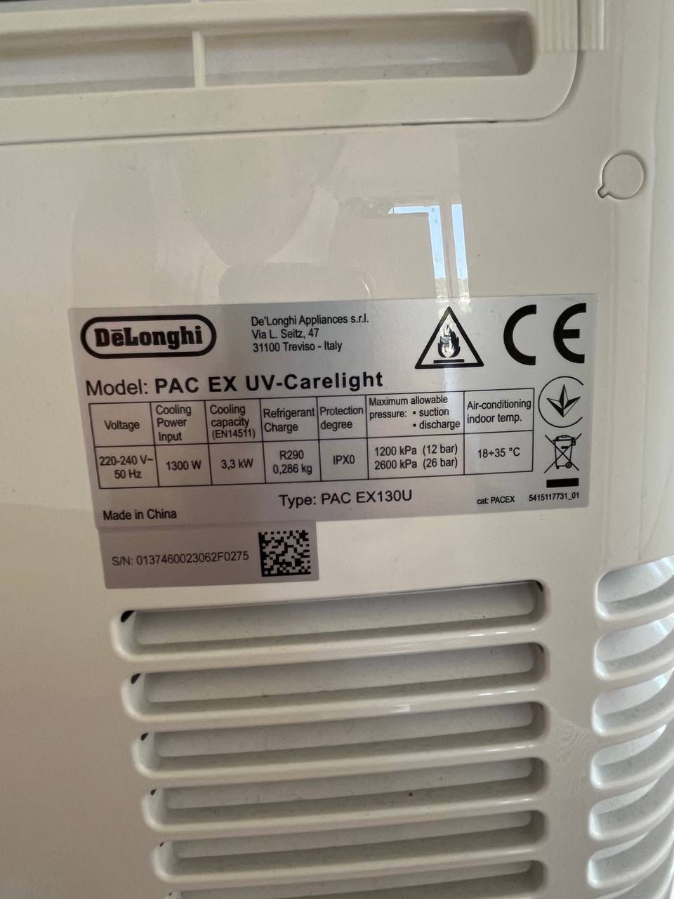 De'Longhi Klimageräte: Delonghi PAC EX UV-Carelight Klimaanlage – Gebraucht aus Lengnau AG von Percussorem 1