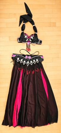Bauchtanzkostüm Schwarz /Pink, Grösse 38/40, Neu