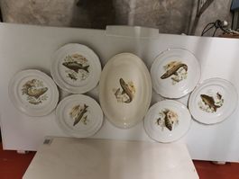6 STÜCK TELLER UND 1FISCPLATE MIT FISCH MOTIVEN