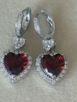 Luxus Elegante Zirkonia Ohrstecker Farbe:Silber / Rot