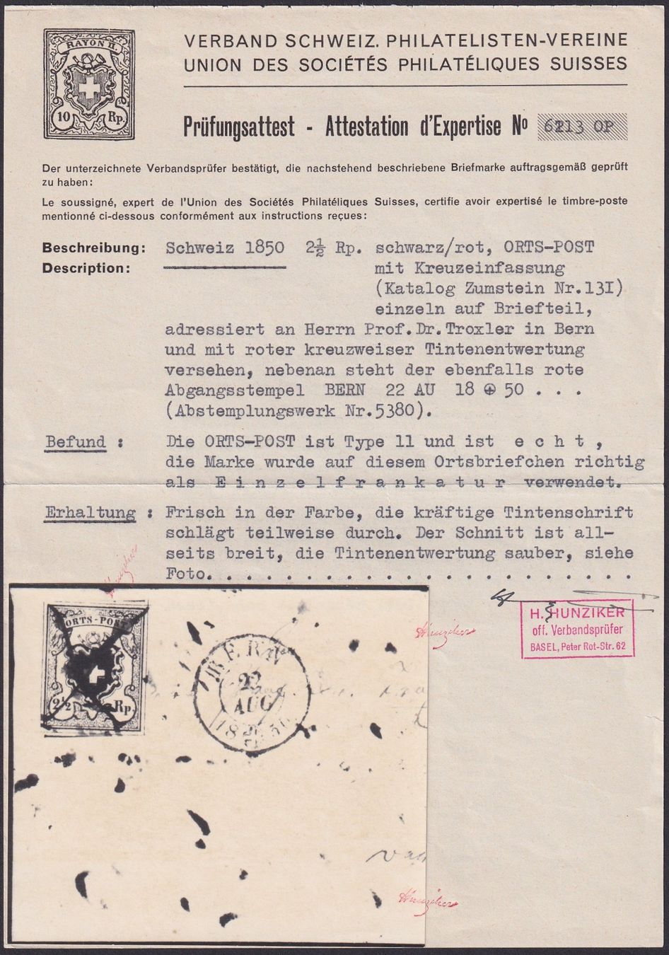 Tutti i francobolli: 13I ORTS-POST Frühverwendung von BERN – Usato da Ebikon venduto da SilvioFreund 5