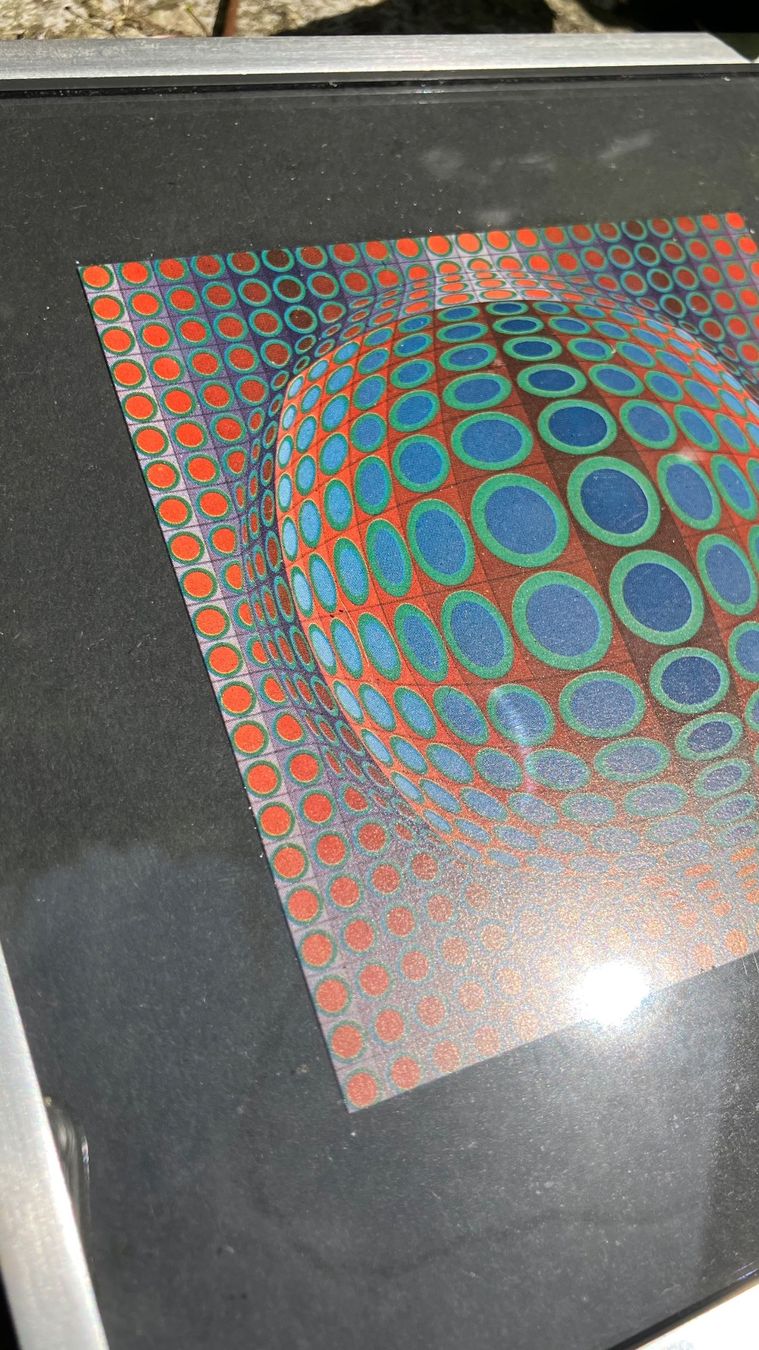 Gemälde: tableau Cadre art Rahmen optique 3D 70s – Gebraucht aus St-Cierges von LeRegain 2