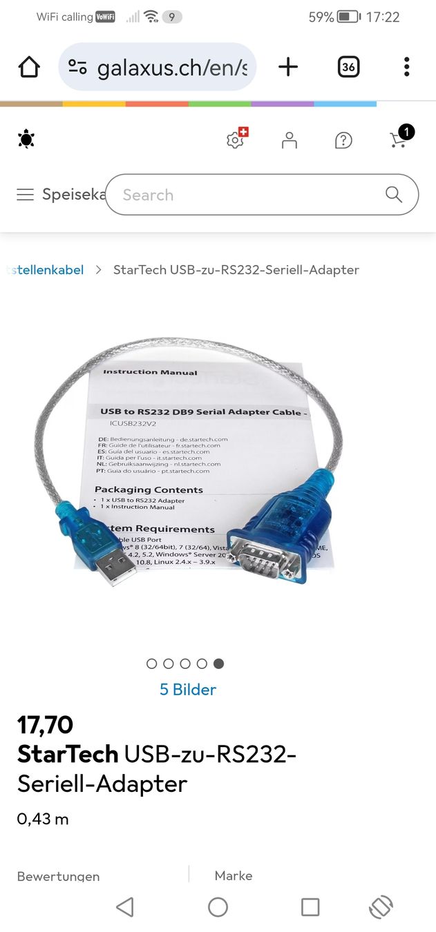 Unità & Adattatore: USB to Serial RS232 Adapter cable – Nuovo e nell'imballaggio originale da Pfäffikon ZH venduto da Gabriel64