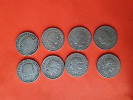 8 x 20  centimes (Rappen) 1881,.83,.84,.85,.91,.93,.94,1896