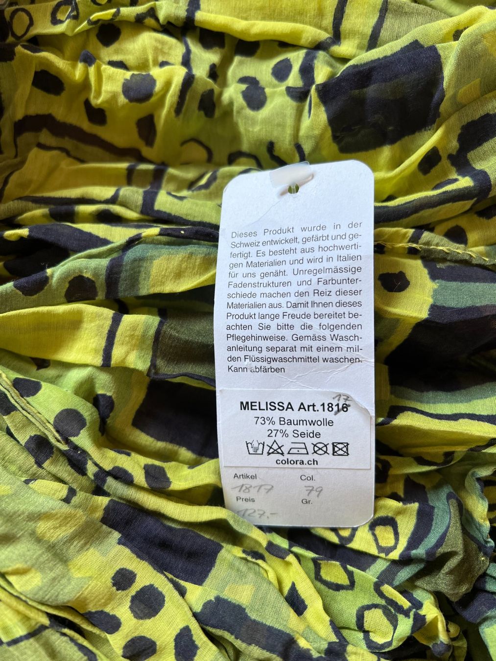 Colora Foulard & Sciarpe: Colora Schal, 27% Seide, Hellgrün, NEU – Nuovo e nell'imballaggio originale da Worb venduto da farben20zauber 1