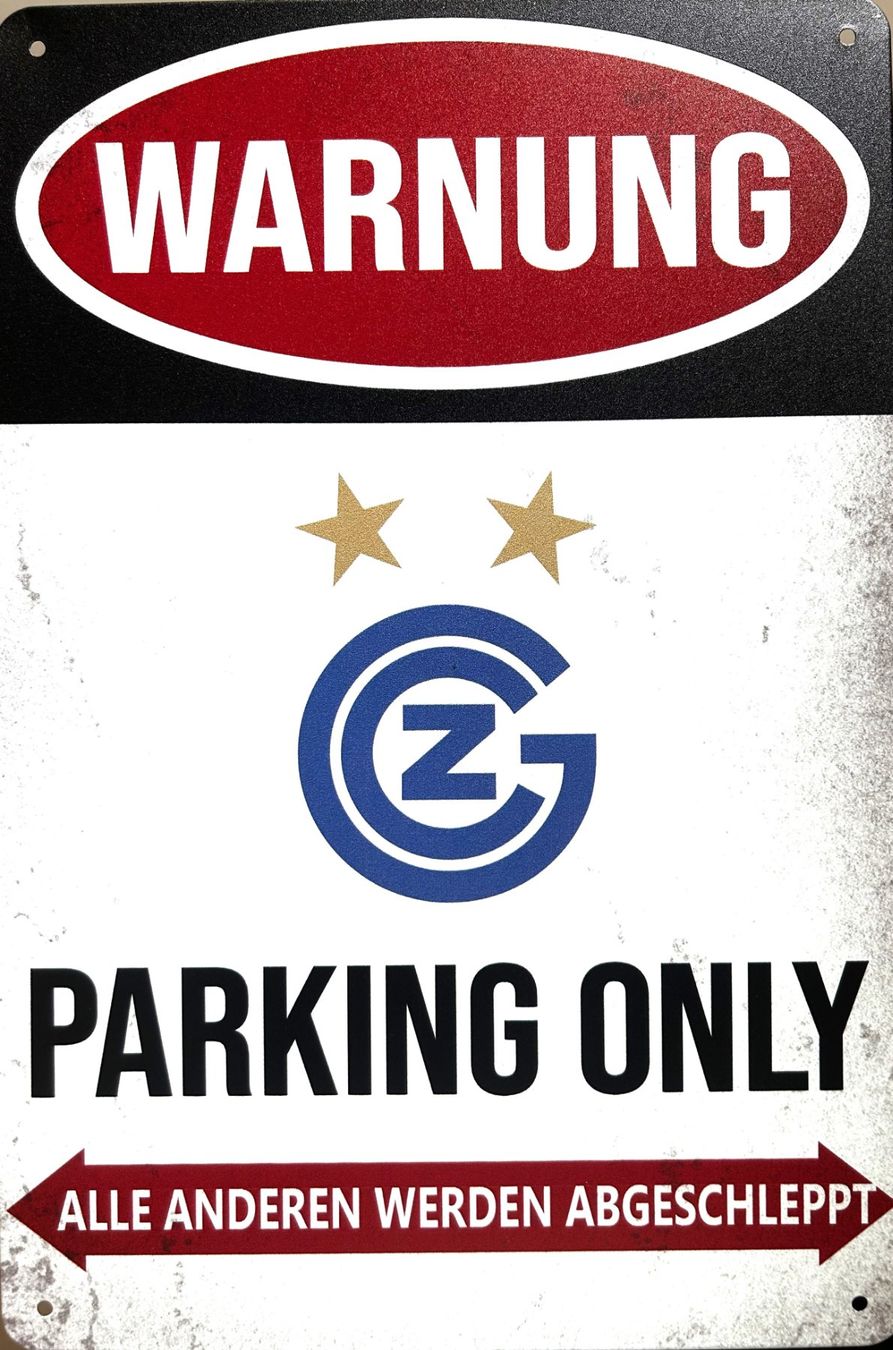 Schilder: GC Parking Only Blechschild Grasshopper Hardturm Deutsch – Neu und originalverpackt aus Dättlikon von easythings
