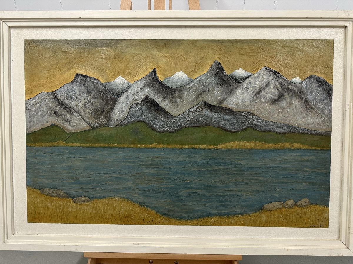 Dipinti: Grosses Gemälde Alpenlandschaft mit See E. Burri 85   – Usato da Ebikon venduto da Gaenggeliwaar