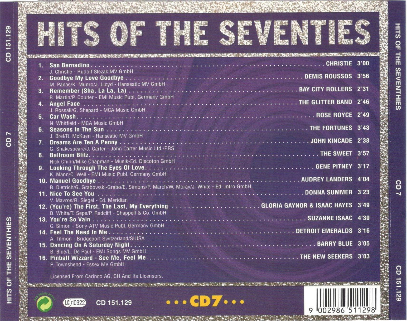 CD: Hits Of The Seventies CD Vol.7 – Usato da St. Margarethen TG venduto da Smiley-Face 1