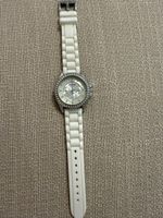 Fossil Damenuhr, weisses Band, neuwertig & elegant!
