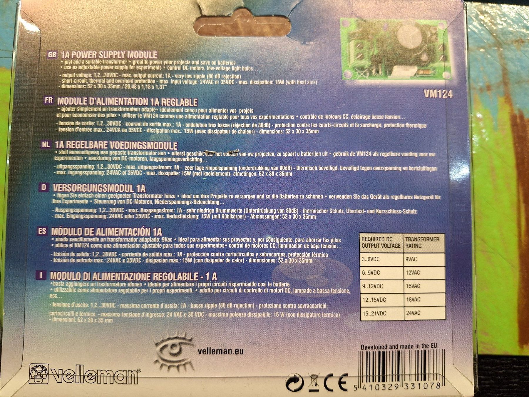 Componenti elettronici: 1A Power Supply Modul VM124 – Nuovo e nell'imballaggio originale da Kienberg venduto da coc_gwg7 1