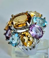 Bunter Edelsteinring 925 Silber Gr 54 Sommer Schmuck Luxu...