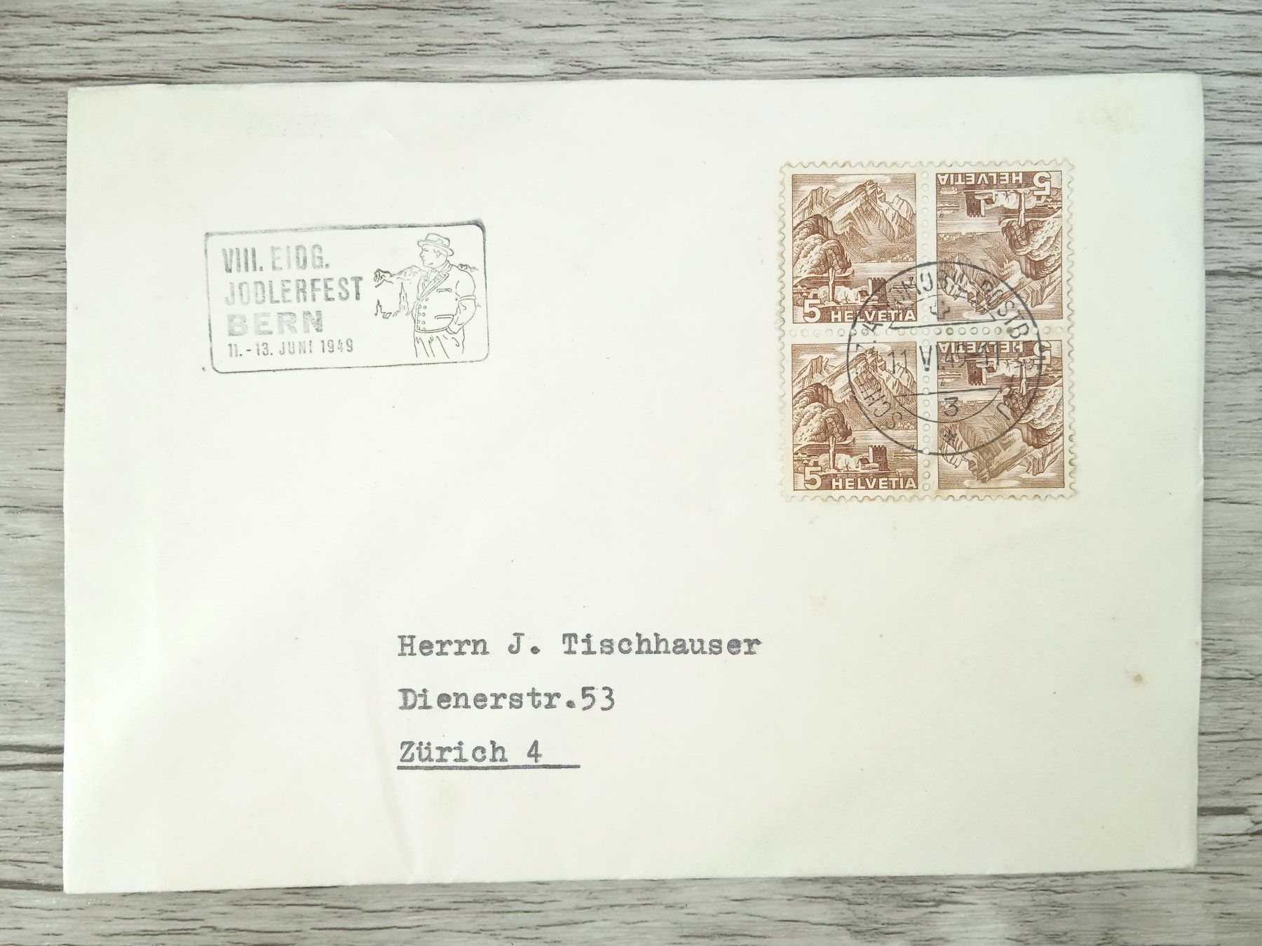Tutti i francobolli: TR72 Enveloppe + Timbre Suisse 1949 – Usato da Cousset venduto da Patrick_Collections