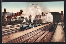 Zürich, Eisenbahnen fahren aus dem Bahn