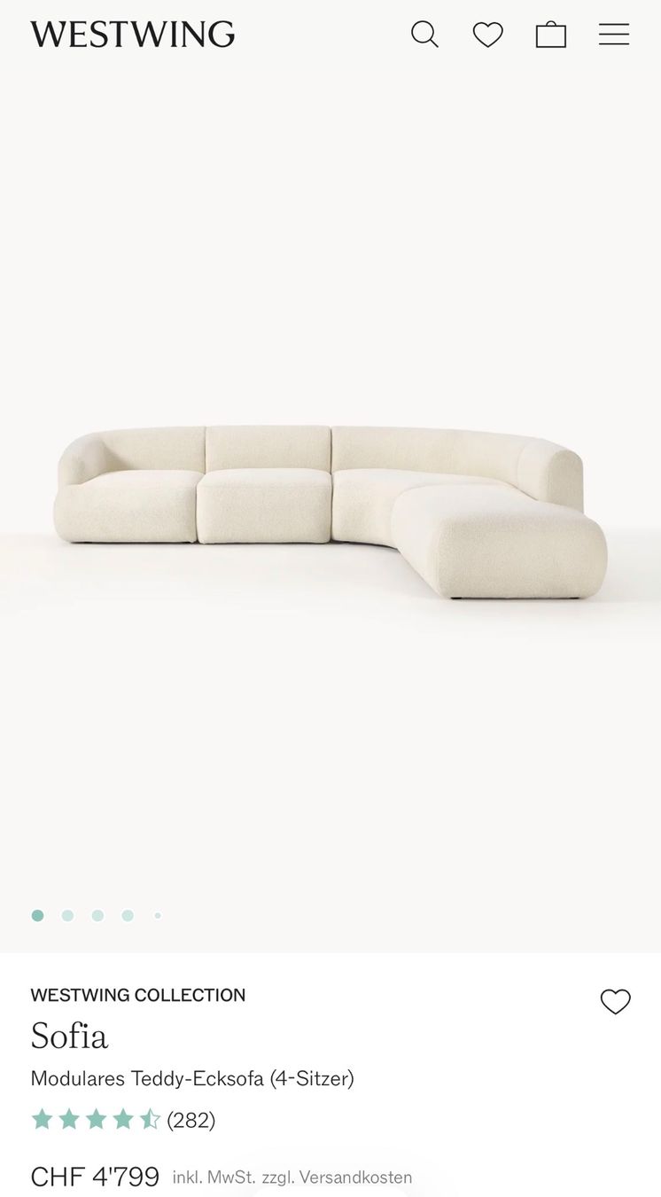 Westwing Divani: NEU: Modularsofa SOFIA in Cremeweiß Bouclé Westwing – Nuovo (secondo la descrizione) da Zürich venduto da sunnyytro 7