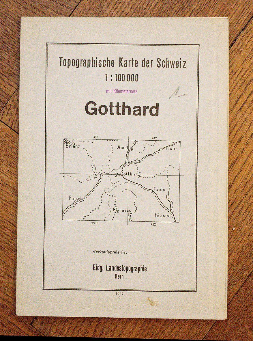 Cartine & Atlanti: Topographische Karte, Gotthard 1947 – Usato da Bern venduto da Maccalvin