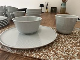 IKEA Geschirrset blau Porzellan Frühstück 6 Personen 