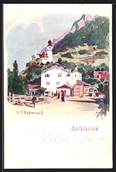 Cartoline postali: Sargans, Strassenpartie mit Blick zur Ki – Usato da Berlin venduto da bartko-reher