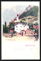 Sargans, Strassenpartie mit Blick zur Ki