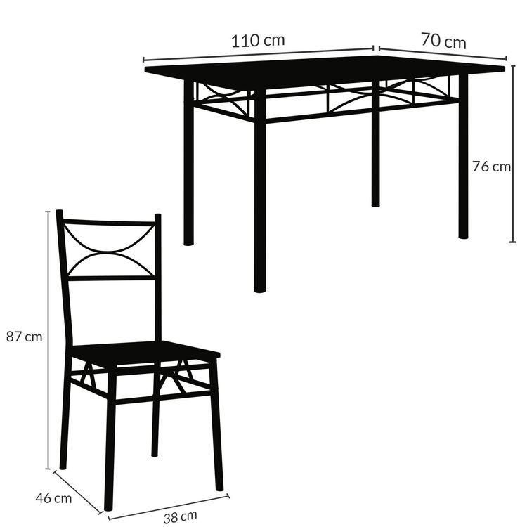 Küchentisch + 4 Stühlen Eiche dunkel 110x70cm Essgruppe 6