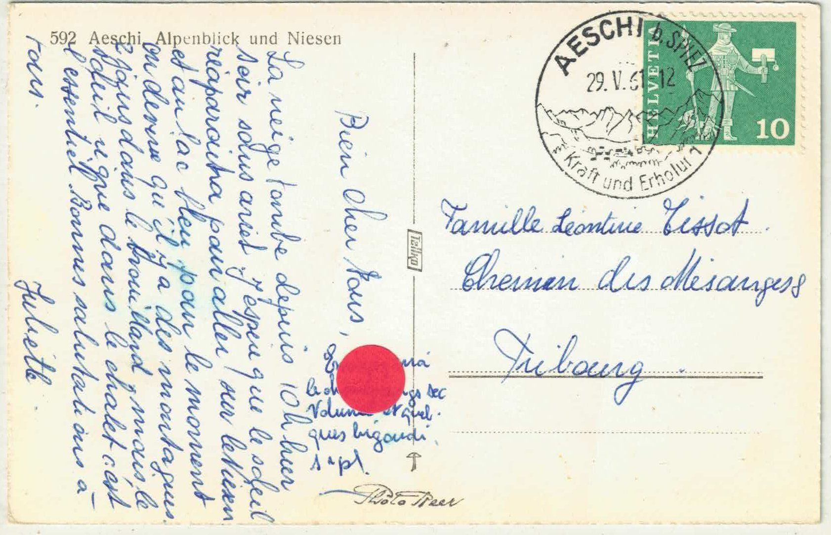 Cartoline postali: Aeschi - Alpenblick und Niesen – Difettoso da Ettingen venduto da Kartenplanet 1