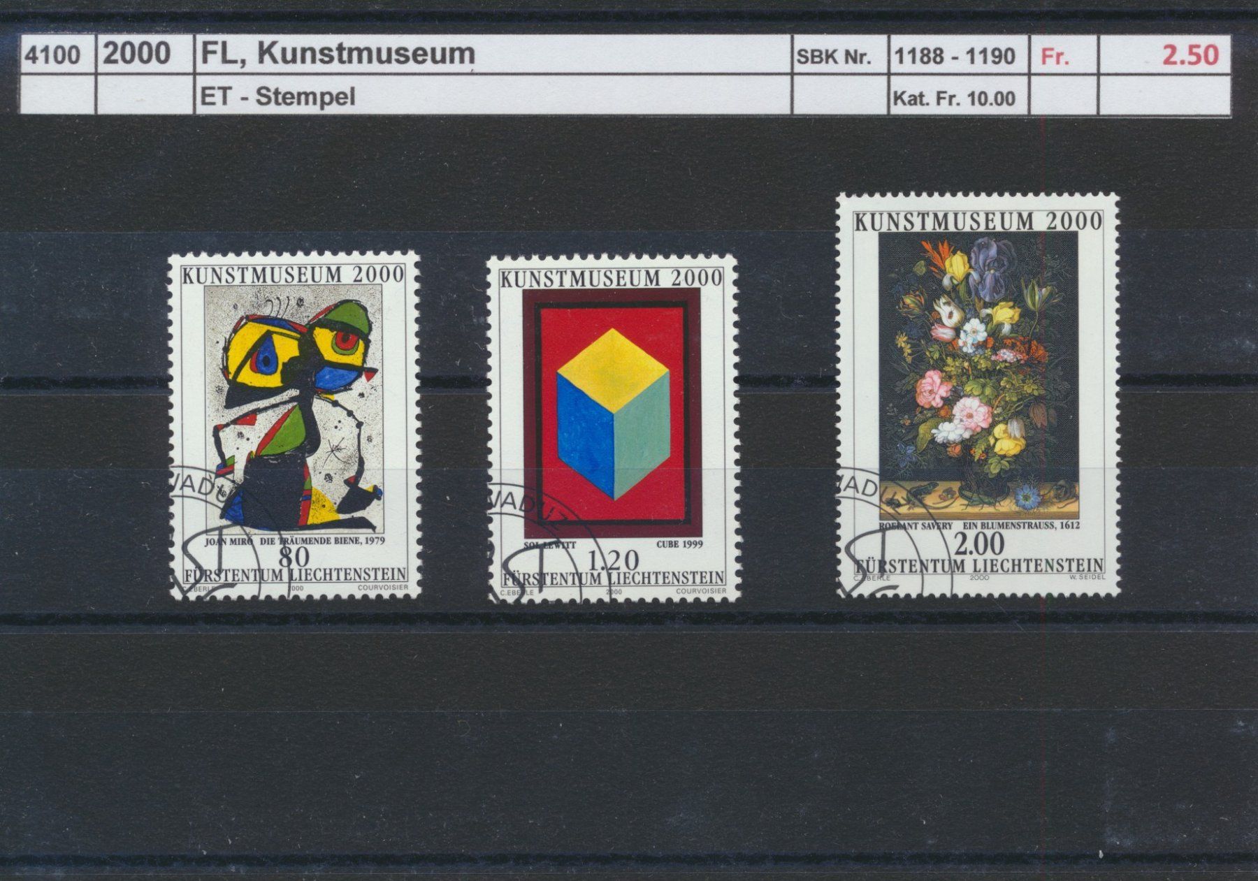 Tous les timbres: 2000 FL, "Kunstmuseum", ET - Stempel – D'occasion à Winterthur par Zupogeru
