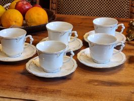 Carl Tielsch Altwasser 5 Kaffeegedecke antik um 1900