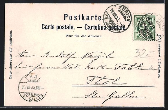 Cartoline postali: Zürich, Eidgen. Turnfest 1903, Festhall – Usato da Berlin venduto da bartko-reher 1