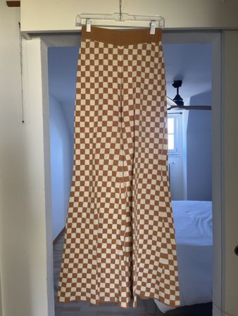 Another Girl Trousers Checkered Brown White Size Small