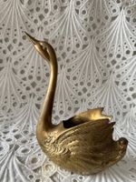 Messing Schwan Briefbeschwerer Jardiniere Stifthalter 19cm