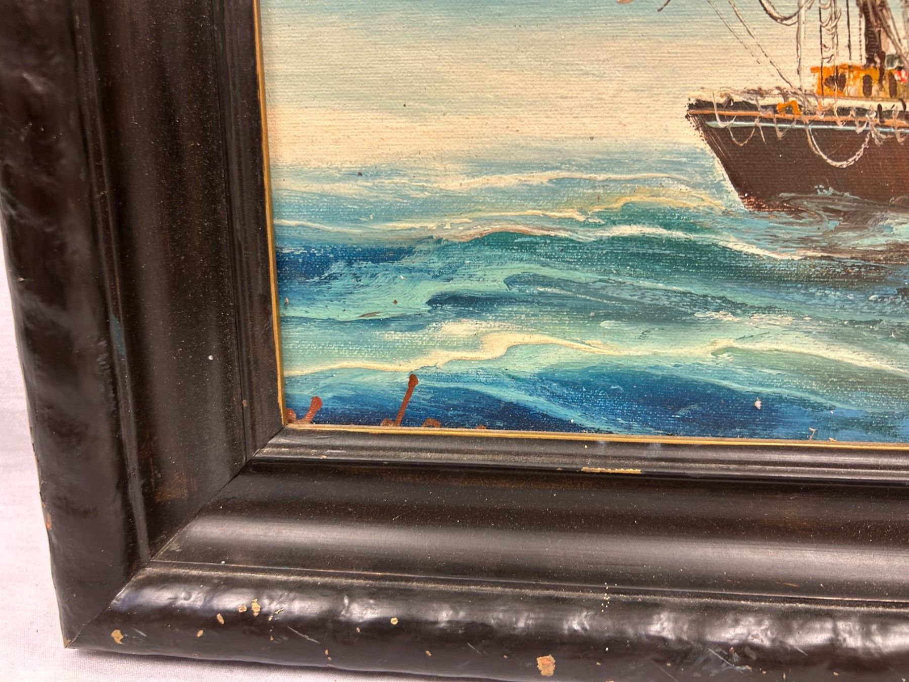 Dipinti: Ölbild, Segelschiff auf hoher See, ca. 1920. – Usato da Steinhausen venduto da Super05 7