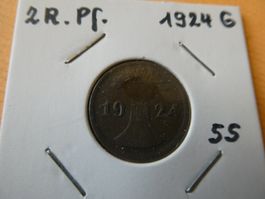 Dt. Reich 1924 G , 2 Reichspfennig
