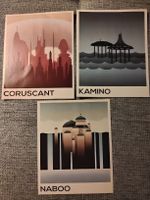 Lot de 3 affiches Star Wars Coruscant Kamino Naboo 