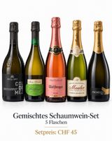 Set di 5 bottiglie di spumante nuovo assortito