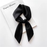 New 68cm Silk Scarf Black Plain Color Bandana