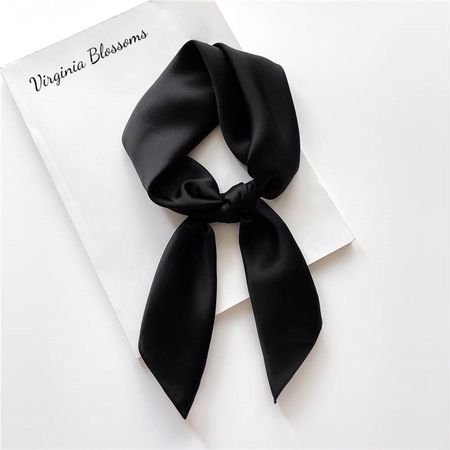 New 68cm Silk Scarf Black Plain Color Bandana