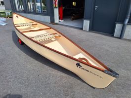 430 Open Kanu 2 Sitzer GFK Kanu mit Mahagoni Holz Süllrand